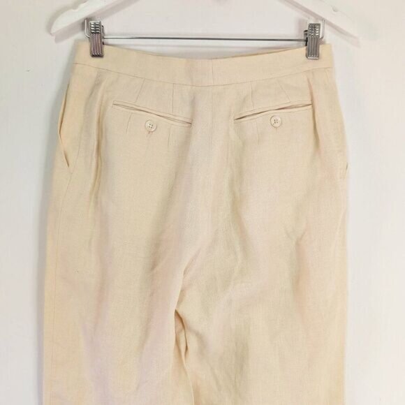 Max Mara Puro Lino Cream Straight Leg Linen Pants - Picture 5 of 8